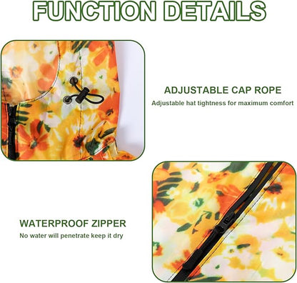 Hooded Rain Ponchos for Adult - Rain Coat and Rain Jacket with Waterproof Pocket and Zipper
