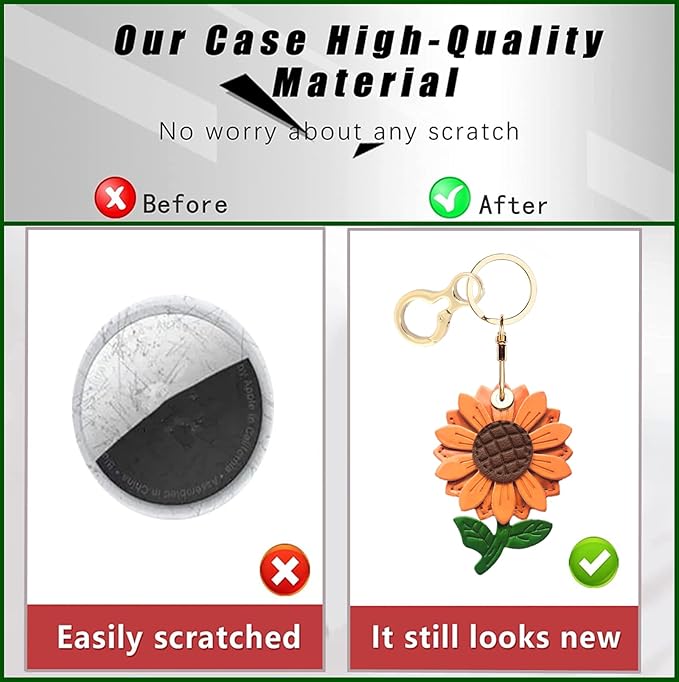 Shiny Leather Charm Keychain Holder Case Compatible with AirTag,Cute Protective Cover with Keyring,Anti-Scratch Finder GPS Tracker Case for Wallet Keys,Bag,Pets(Flower C)