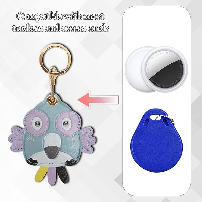 Leather Keychain Case Holder Compatible with Apple AirTag, GPS Airtag Keychain Finder Tracker with Key Ring, Anti-Scratch Protective Air Tag Cover