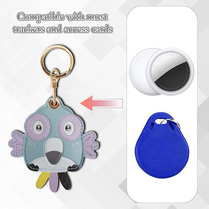 Leather Keychain Case Holder Compatible with Apple AirTag, GPS Airtag Keychain Finder Tracker with Key Ring, Anti-Scratch Protective Air Tag Cover