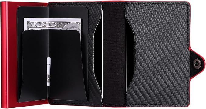 Conceal Plus Mens Wallet Credit Card Holder, Smart Pop Up RFID Wallet, Slim Minimalist Carbon Fiber Front Pocket Card Case, Compact Travel Wallet RFID Blocking, Holds 4-6 Standard Cards Plus Cash & ID
