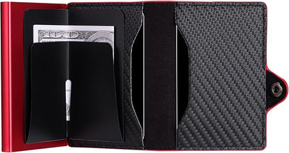 Conceal Plus Mens Wallet Credit Card Holder, Smart Pop Up RFID Wallet, Slim Minimalist Carbon Fiber Front Pocket Card Case, Compact Travel Wallet RFID Blocking, Holds 4-6 Standard Cards Plus Cash & ID