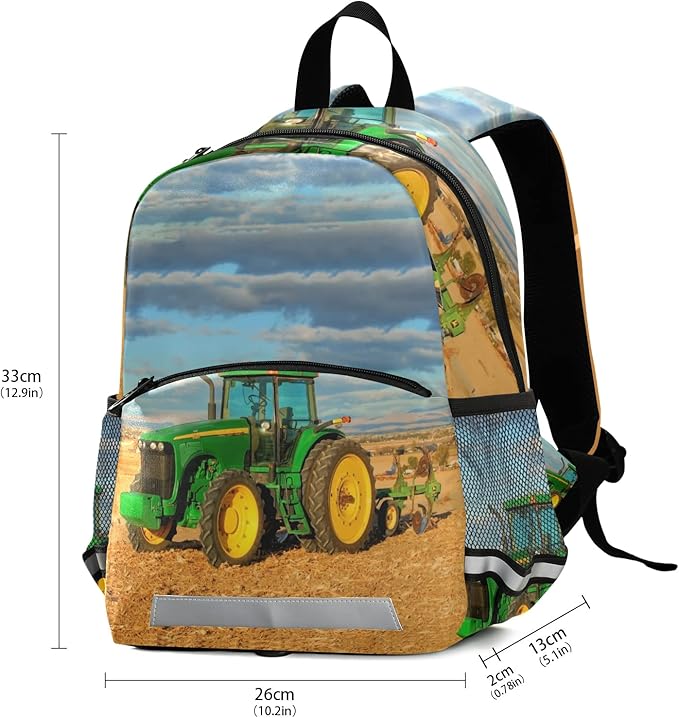 Tractor Kid's Toddler Backpack for Boys Girls Preschool Nursery with Safety Leash (012213)