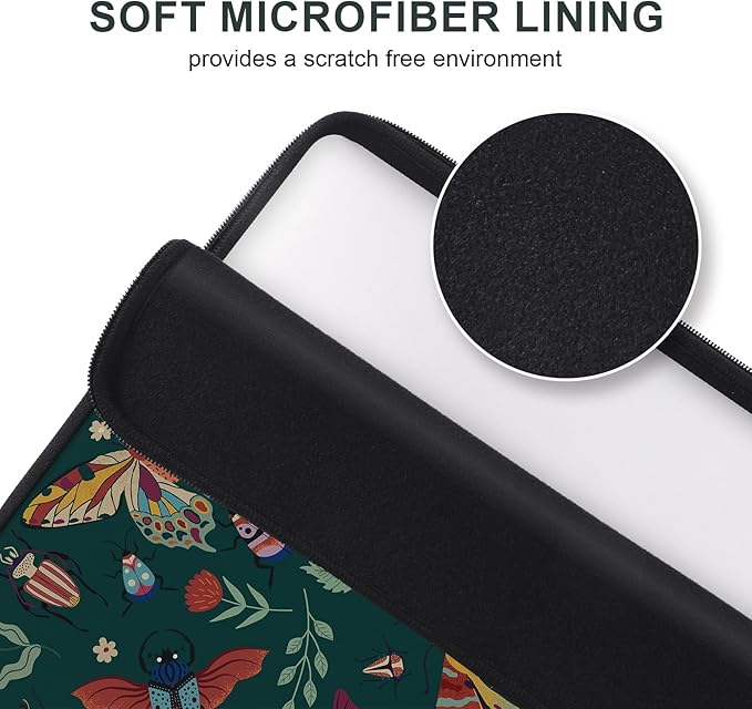 iCasso Laptop sleeve 13 inch for MacBook Air 13-13.6 inch, Cute Laptop case for Macbook Pro 13 inch, Slim Protective Travel Carrying Case for MacBook Pro 14 inch, Chromebook, HP, Dell, Green Butterfly