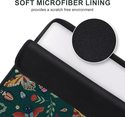 iCasso Laptop sleeve 13 inch for MacBook Air 13-13.6 inch, Cute Laptop case for Macbook Pro 13 inch, Slim Protective Travel Carrying Case for MacBook Pro 14 inch, Chromebook, HP, Dell, Green Butterfly