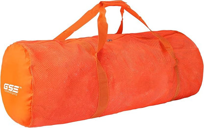 Orange Heavy-Duty Large Mesh Sports Duffle Bag, Dry Bag, Diving Equipment Scuba Bag with Zipper. Great for Gym Workout, Sport Balls Storage, Scuba Gear, Snorkeling, Water Sports and Travel