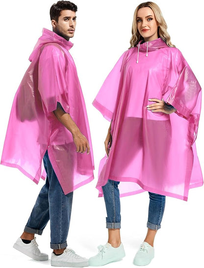 2 Pack Rain Ponchos for Adults Reusable - Raincoats Survival Emergency Heavy Duty Rain Coat with Drawstring Hood