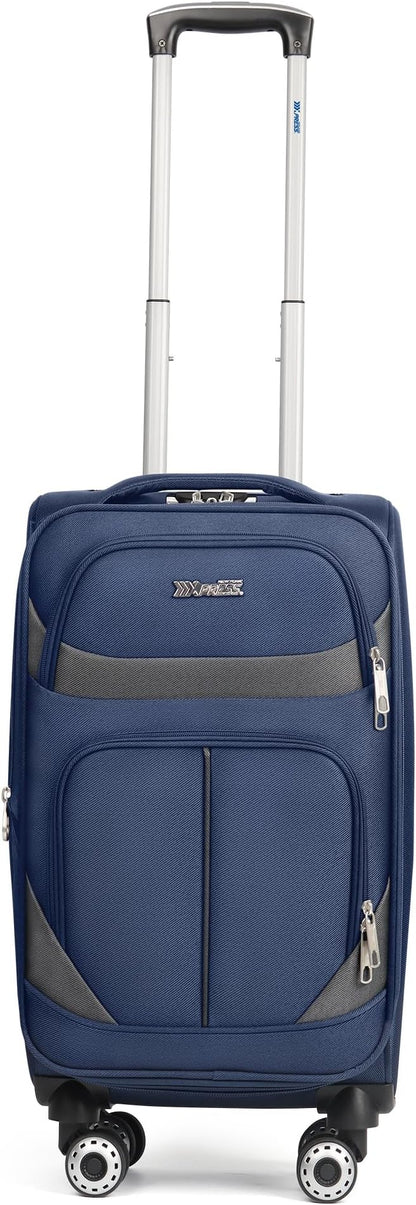 20" Luggage, Softside Suitcase with LOCK,Expandable Luggage w/Double Spinner Wheels, Lightweight Rolling Suitcases for Travel Carry On Luggage（Navy-Grey,20in）