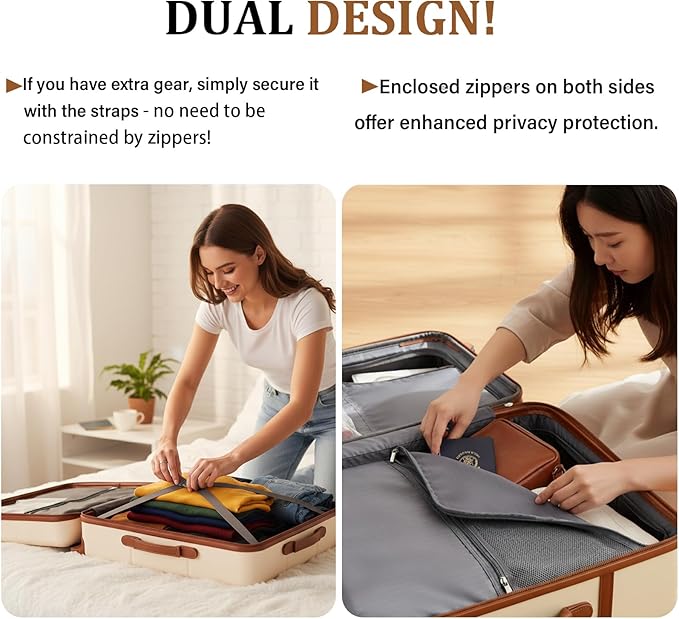 Luggage Sets, 2 Piece Suitcase set with wheels Tsa Lock 20/24 inchi Hardshell Waterproof Travel Suitcases luggage for Women/Men/Family (White)