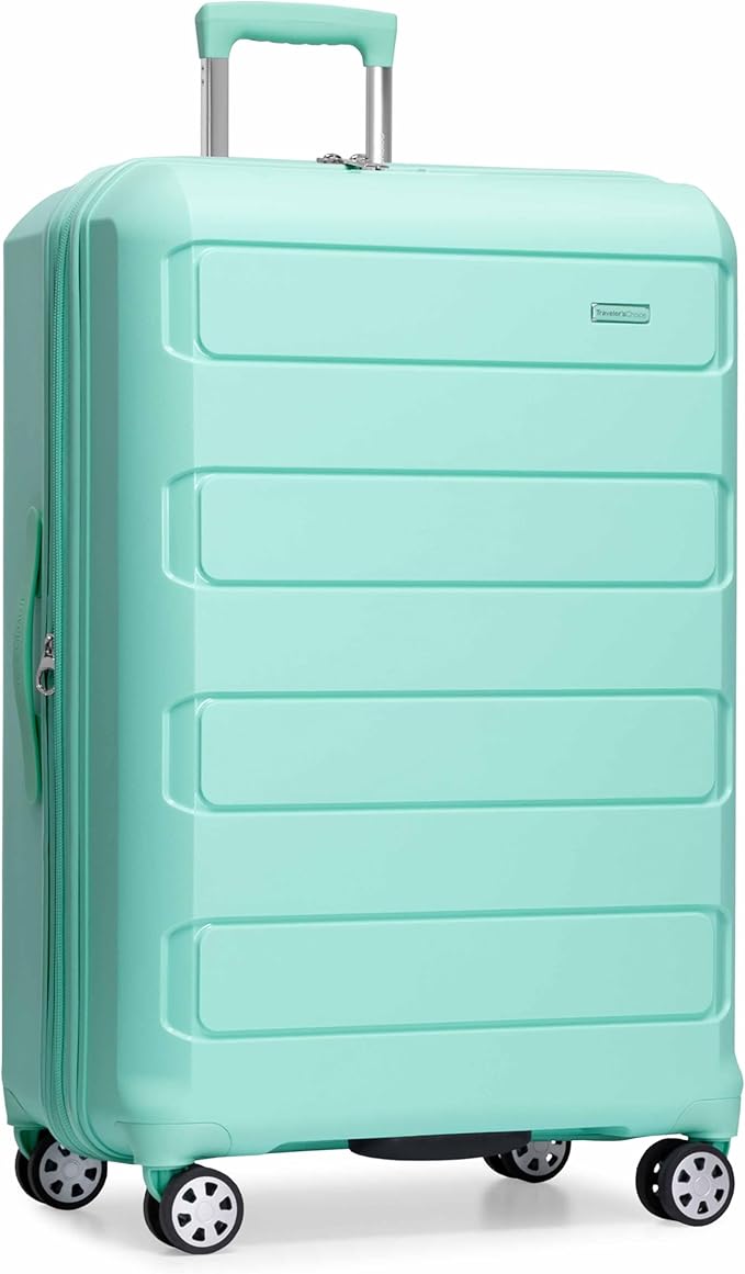 Traveler's Choice Pagosa Indestructible Hardshell Expandable Spinner Luggage, Mint, 30-Inch Large
