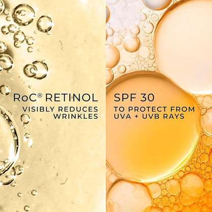 RoC Retinol Correxion Deep Wrinkle Daily Face Moisturizer with Sunscreen SPF 30 for Fine Lines, Dark Spots, Post-Acne Scars, 1 Ounce (Packaging May Vary)
