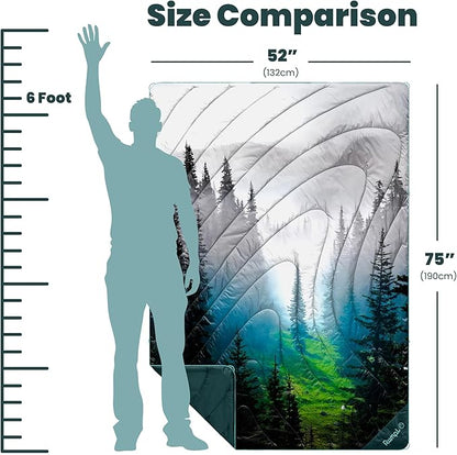 Rumpl Original Puffy Blanket - Warm, Water-Resistant Camping Blanket with 100% Recycled Synthetic Insulation, 52"x75", Original Puffy V2, Olympic Fog