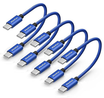 CLEEFUN Short USB C to USB C Cable 60W, USBC to USBC, [5-Pack, 1 ft] Type C to C Charger Cord Fast Charging for iPhone 16 15 Pro Max/Plus, for Samsung Galaxy S24 S23, for iPad/MacBook Pro/Air