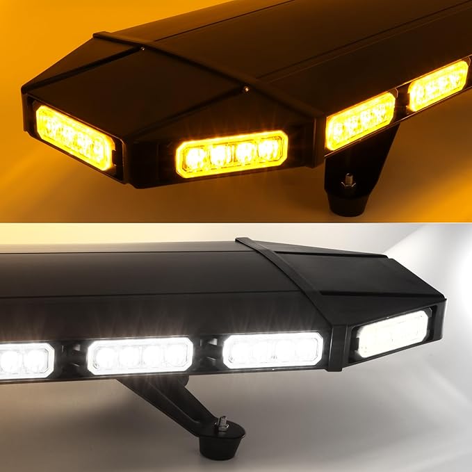 Upgraded 48" 104LED Extreme High Intensity Construction Emergency Warning Strobe Light Bar Rooftop Low Profile Law Enforcement Hazard Flashing For Tow Truck Vehicle (Amber/White)