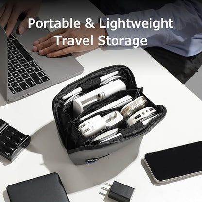 RIGHT AWAY Travel Tech Pouch，Waterproof Cord Case，Electronics Organizer Travel Case，Cable Organizer Storage Bag For Phone, Charger, Accessories（Gray）