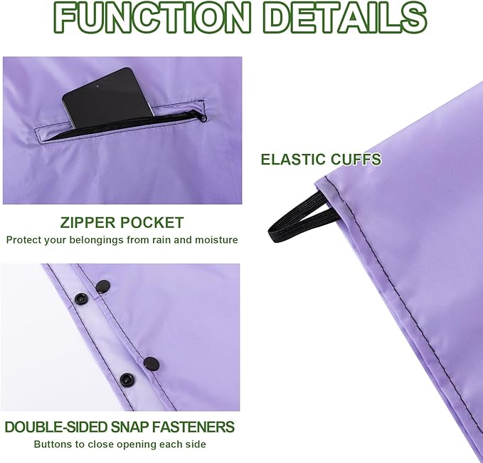 Hooded Rain Ponchos for Adult - Rain Coat and Rain Jacket with Waterproof Pocket and Zipper