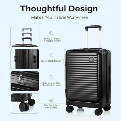 Carry On Luggage Airline Approved, 20 Inch Expandable PC Hardside Lightweight Suitcases with Spinner Wheels and TSA Lock