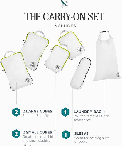 Compression Packing Cubes Set for Travel - Lightweight, Durable Clothes Organizer for Carry-On Luggage and Suitcases by TRIPPED Travel Gear