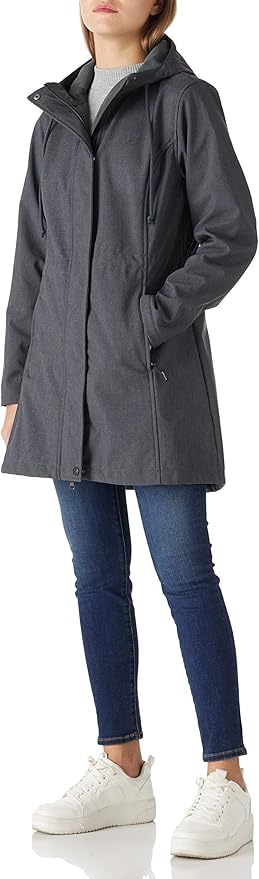 Outdoor Ventures Women's Lightweight Waterproof Fleece Lined Hooded Softshell Rain Jacket, Warm Windbreaker Long Coat