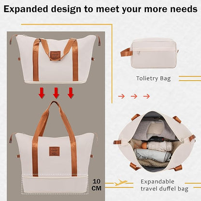 Merax Luggage Sets 4 Piece Suitcase Set, Expandable Hardside 20 IN & 28 IN Suitcase Set with Duffel Bag, Lightweight Travel Luggage with Spinner Wheels and TSA Lock(Khaki & Brown)