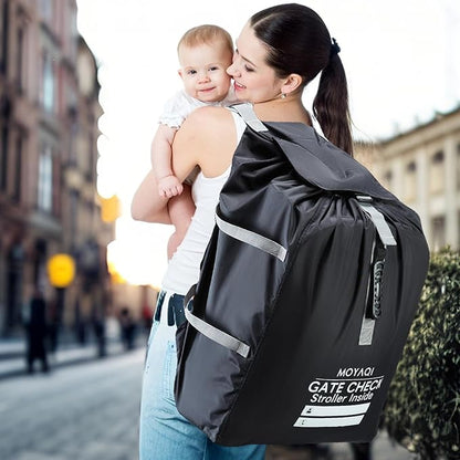 MOYAQI Stroller Travel Bag for Airplane, Gate Check Bag Backpack with Durable Nylon,Adjustable Carry Straps,Infant Carriers & Booster Seats (Black)