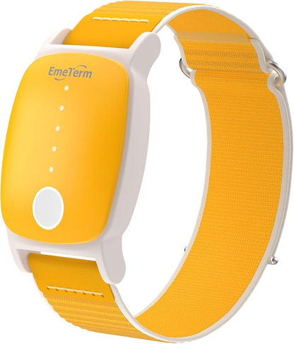 EmeTerm Explore for Kids FDA-Cleared Anti-Nausea Wristband IP68 Waterproof Morning Motion Sickness Relief Band Rechargeable Classic Strap Design Drug Free Non-drowsy Without Side Effects Sunny Yellow