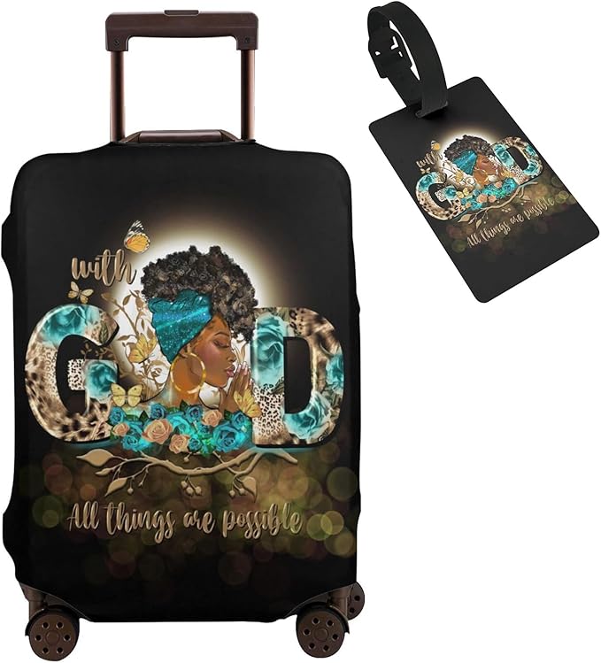 Travel Suitcase Protector African American Girl Elastic Protective Washable Luggage Cover With Concealed Zipper Suitable For 18-32 Inch(L (for 25-28 inch luggage))