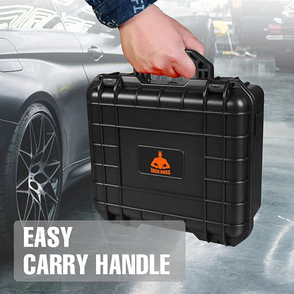 14x 11.5x 6.5 Inch Hard Case, Portable Weather Waterproof Protective Camera Case with Customizable Foam, Fit Use of Drones, Camera, Equipments, Black，upgraded