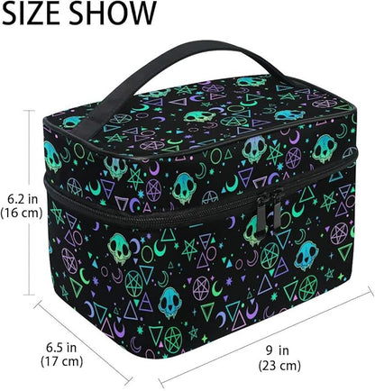 Goth Makeup Bag, Gothic Skull Makeup Organizer Bags Toiletry Bag Box Travel Cosmetic Bag Make Up Train Case for Women Teen Girl Ladies