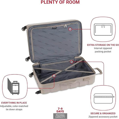 SwissGear 7366 Signature Hardside Expandable Luggage with Spinner Wheels, TSA Lock, Sand, Checked-Large 27-Inch