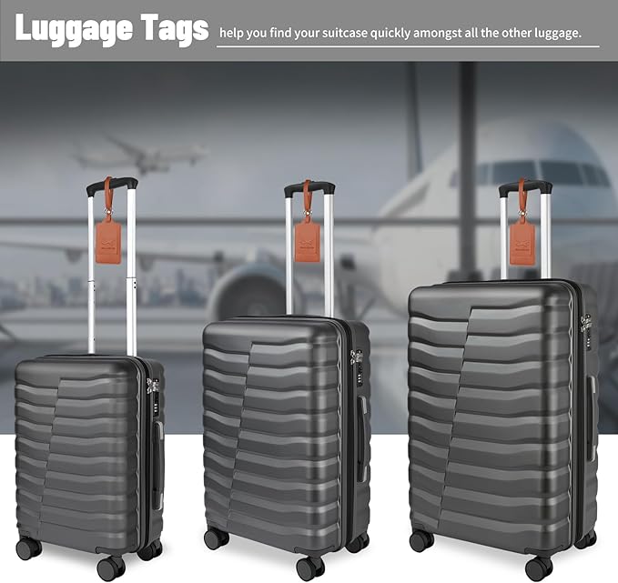 5-Piece Lightweight Luggage with Backpack Sets, ABS+PC Hard Shell Suitcase with TSA Lock & YKK Zipper (Grey, 20in/24in/28in/BP/TB)