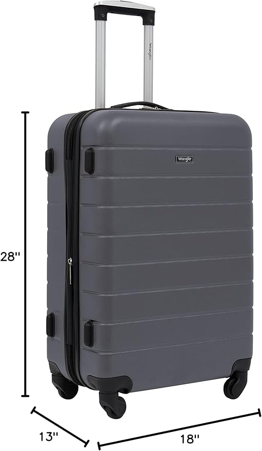 Wrangler Smart Luggage Set with Cup Holder and USB Port, Quiet Shade, 3 Piece