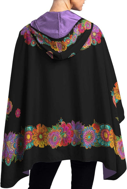 RainCaperLaurel Burch Womens Rain Cape Poncho with Hood - Reversible