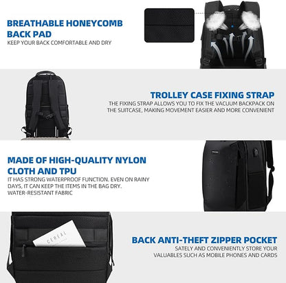 Travel Backpack: Carry on Expandable Back Pack for Laptop Hiking Business Water Resistant Lightweight for Men and Women Black