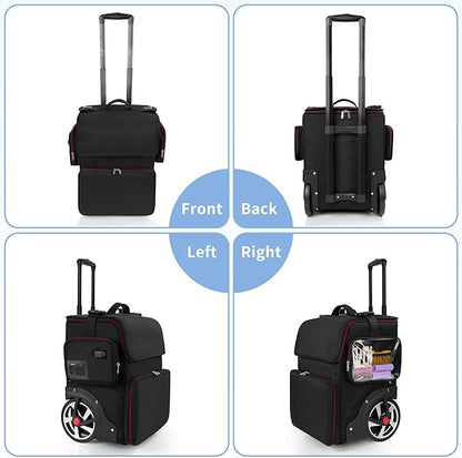 OCHEAL Rolling Makeup Train Case,with 7 Pcs Clear Makeup Bags, Makeup Case On Wheels Carry On Travel Cosmetic Organizer Suitcase, Extra Large Storage Trolley for Hairstylist Cosmetology Artist