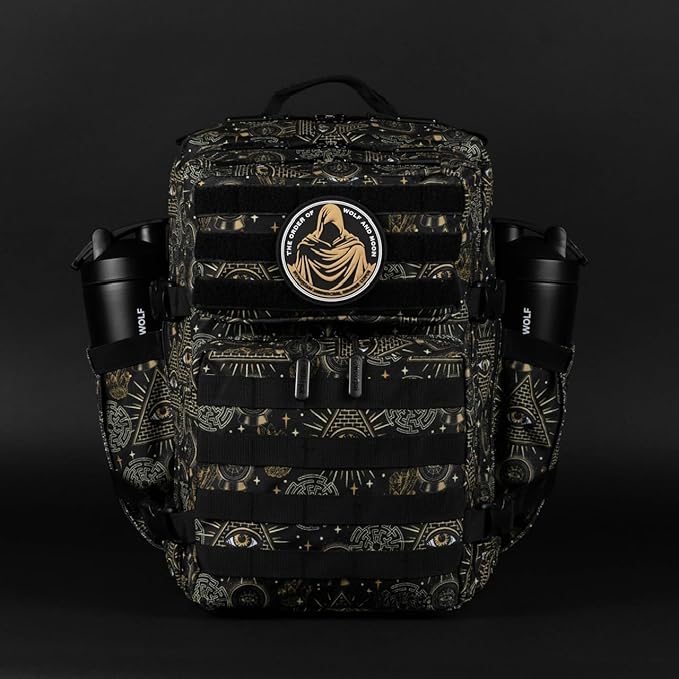 WOLFpak 35L Athletic Gym Backpack - Durable 1000D Waterproof Oxford Material with MOLLE Webbing, Laptop Pocket & Dual Cup Holders, Durable Fitness/Travel/Military Daypack (Illuminati)