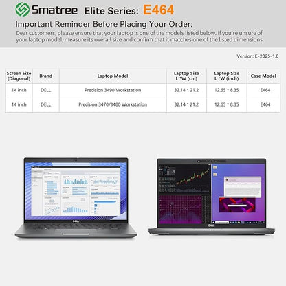Smatree Laptop Sleeve for 14 inch DELL Precision 3490/3480/3470 Workstation, Case with Accessory Pocket, YKK Zipper, Patented Shockproof Design, Green (E464G)