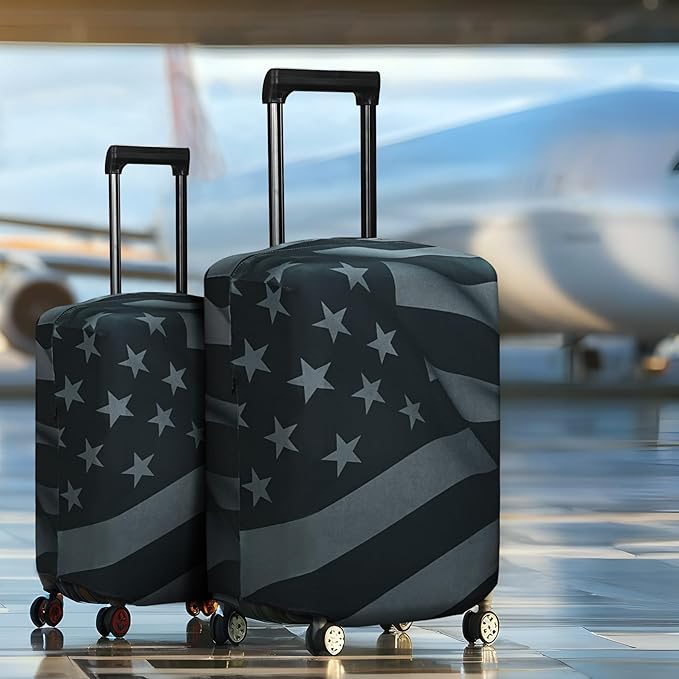 Explore Land Travel Luggage Cover Suitcase Protector Fits 23-26 Inch Case (Flag, M)