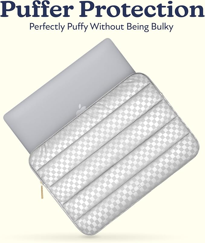Vandel Puffy Laptop Sleeve Case, 13-14 inch Laptop Sleeve Bag Case 13.3 Inch, Compatible with MacBook Air/Pro 13 / Pro 14, iPad Pro 12.9, HP Dell ASUS, Cute Checker Mac Book Computer Bag Cover