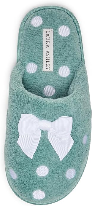 Laura Ashley Ladies Embroidered Soft Terry Scuff Slipper