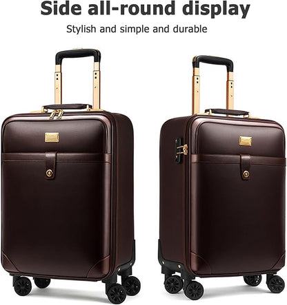 feilario 2Pcs Leather Business Spinner Wheel Luggage Waterproof Carry-On Suitcase with TSA Lock - Capacity 36-55L