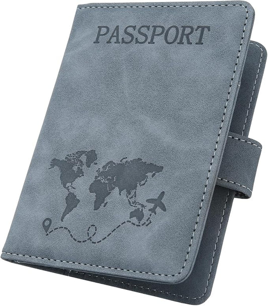 ILIYAH-Passport Cover-Passport Holder Travel Wallet-RFID Blocking Passport Case Travel Accessories Card Holder Wallet Unisex Travel Gifts(Grey)