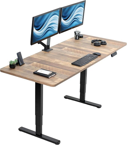 VIVO Electric 71 x 30 in Dual Motor Sit Stand Desk, Memory Height Adjustment, 2B Series, Reclaimed Wood Top Black Frame, DESK-KIT-2B7P