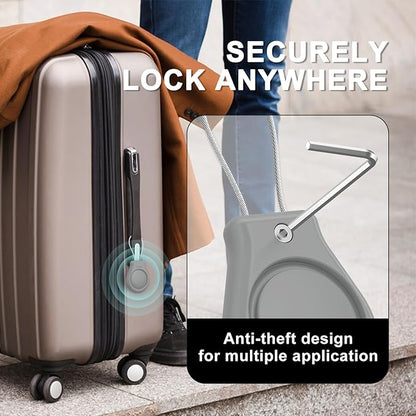 AirTag Holder with Wire Cable Compatible with Apple AirTags, Ultra Durable Anti-Lost Protective Lock Case for Luggage, Key, Backpack (Grey)