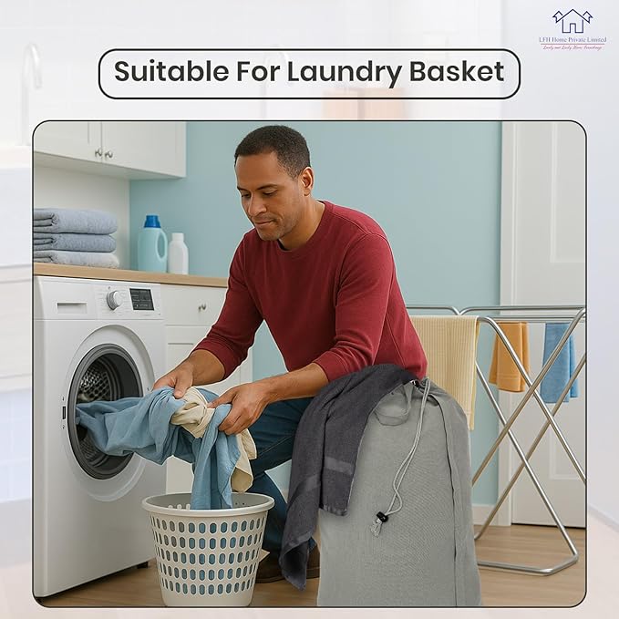 LFH Home Cotton Canvas Extra Large Laundry Bag with Handle, Heavy Duty Drawstring Closure Washable Laundry Bags, School Travel, Home, Hotel, College Dorm, Organizer Sack, Toys 28x40-Grey Thanks Giving