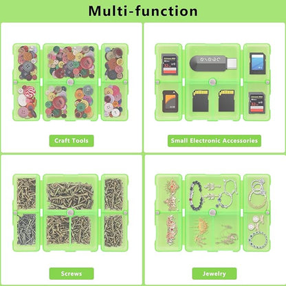 FYY Daily Pill Organizer, 7 Compartments Portable Pill Case Travel Pill Organizer,[Folding Design] Pill Box for Purse Pocket to Hold Vitamins,Cod Liver Oil,Supplements and Medication-Clear Green