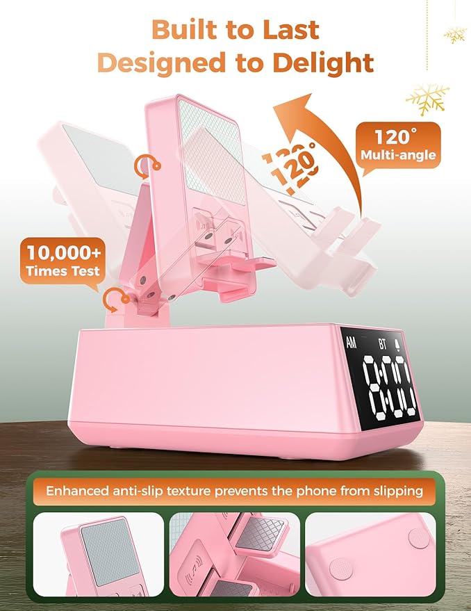 Bluetooth Speaker White Elephant Gifts:Induction Cell Phone Stand HD Sound Gift for Men Women Adults Birthday Christmas Secret Santa,Kitchen Gadget Mom Wife Dad Husband Teen Stocking Stuffers(Pink)