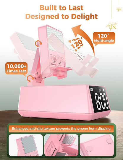 Bluetooth Speaker White Elephant Gifts:Induction Cell Phone Stand HD Sound Gift for Men Women Adults Birthday Christmas Secret Santa,Kitchen Gadget Mom Wife Dad Husband Teen Stocking Stuffers(Pink)