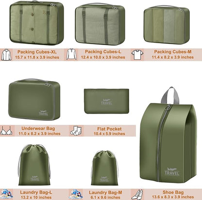 Packing Cubes for Travel - 8 Set Luggage Organizer Bags for Family, Mesh Breathable Packing Cubes for Suitcases Durable Travel Essentials Bags Set