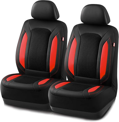 Rubbermaid Leather Mesh Car Seat Covers, Breathable Air Mesh Front Seat Cover, Universal Fit Slip-on Design, Airbag Compatible, Automotive Seat Protector for Most Cars, SUVs, Trucks, Vans-Red